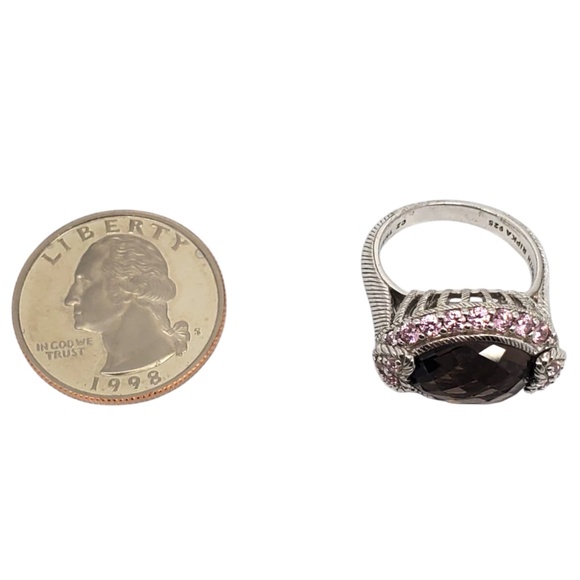 Judith Ripka Sterling Silver Smoky Quartz Pink CZ Ring Size 7 #21077 - Picture 2 of 9